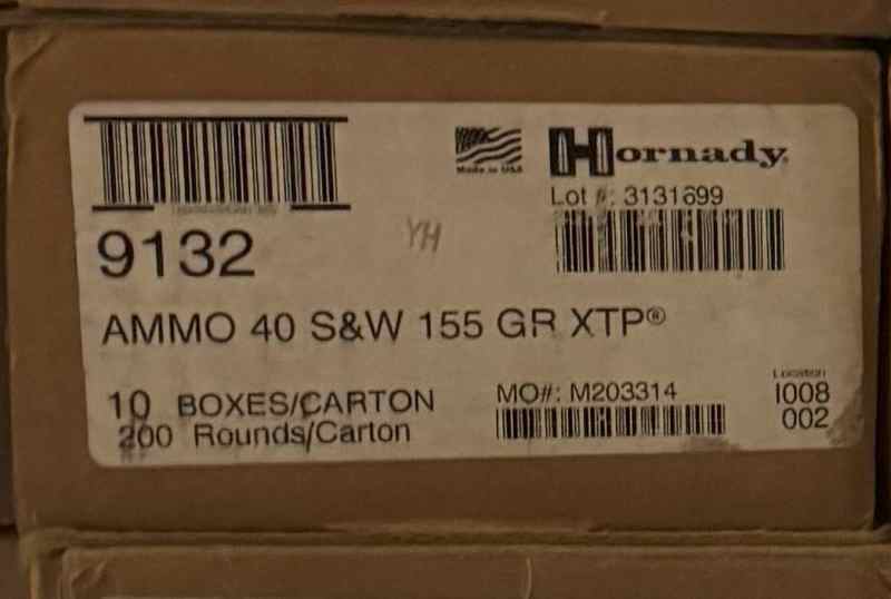 Hornady Custom 40 S&amp;W Ammo 155 Grain Hornady XTP