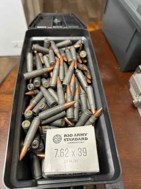 435 rds Red Army 122gr FMJ 7.62x39 with ammo box