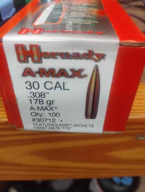 Hornady 178 amax bullets 30 cal