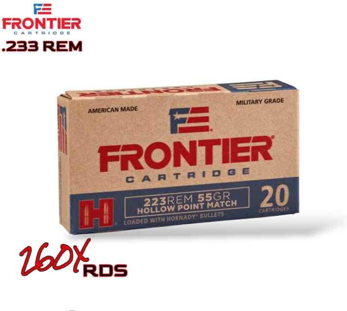 Frontier .223 Rem 55gr Boat Tail HP - 260Rds 