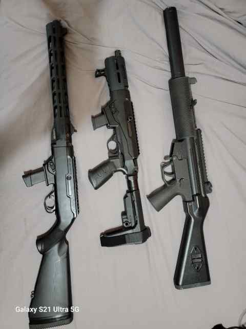 Ruger PC rifle 9mm,Ruger PC Charger 9mm, MP5 .22LR