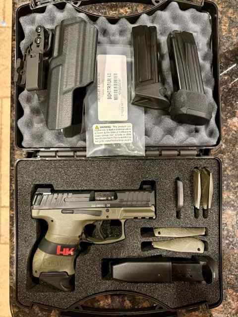 HK VP9SK Green. 4 Mags, Night Sights, etc. NIB!