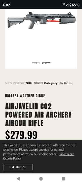 Air Javaline Arrow rifle. 370fps! Cheap$