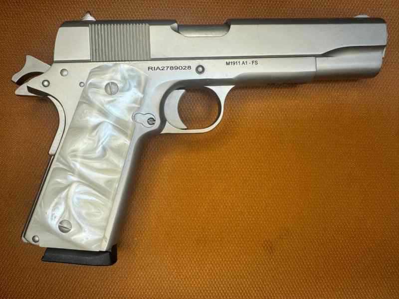 NEW IN BOX - Rock Island M1911 Nickel/Pearl Grips